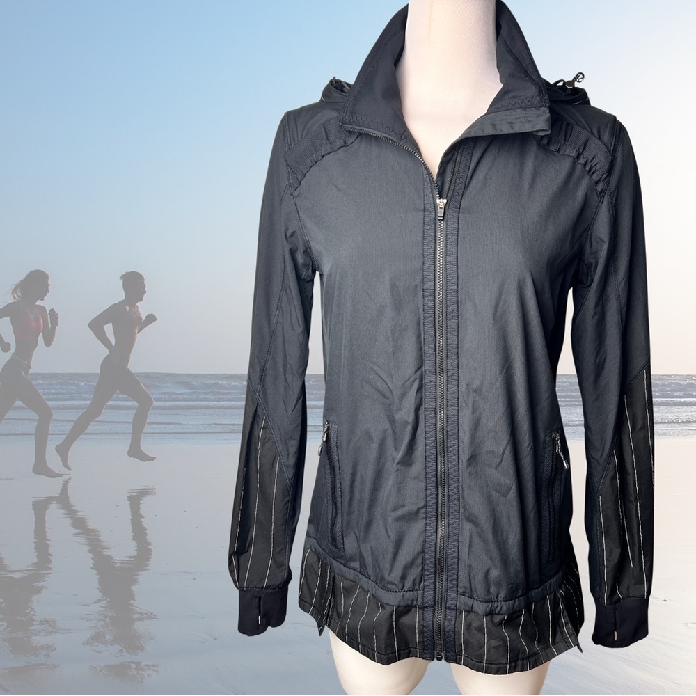 Lululemon Athletica Black Hustle Run Jacket | Removable Hood | Women’s Size 8 - Picture 2 of 15